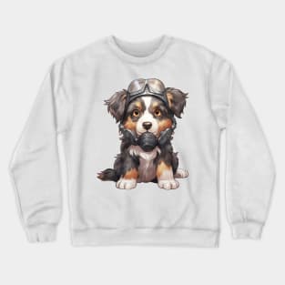 Australian Shepherd Dog Wearing Gas Mask Crewneck Sweatshirt